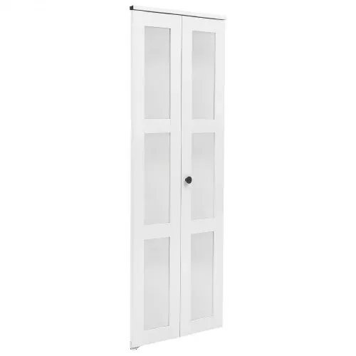 VEVOR Falttür Klapptür Komplettset 1219 mm (vier 305 mm) x 2032 mm Mattglas, für Schränke & Schlafzimmer, 4-tlg. Faltschiebetür mit Metallbeschlägen & Verbundrahmen, Modern Stilvoll & Platzsparend Weiß – Bild 9