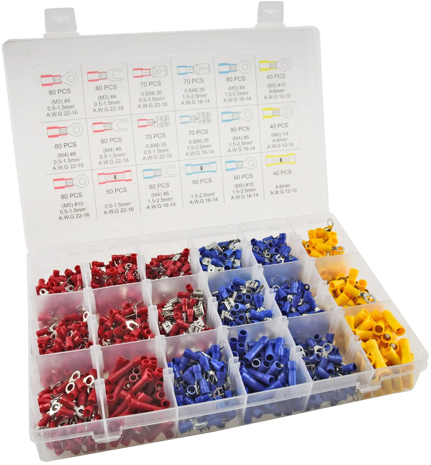 Kabelschuh-Sortiment 1200-teilig in Transportbox, 3 Farben #REST# Kabelschuh-Sortiment 1200-teilig in Transportbox, 3 Farben #REST#