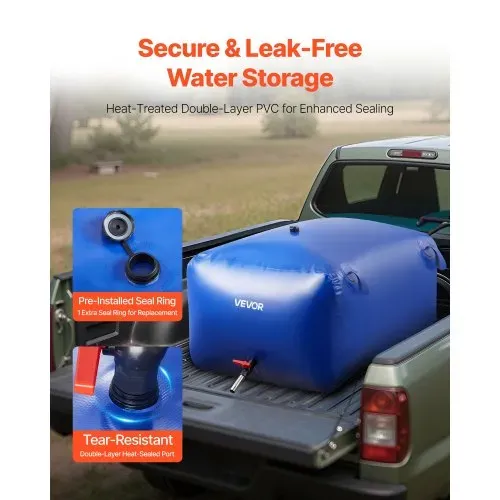 VEVOR Wasserspeicherblase, 400 L Wasserbeutel, faltbarer Behälter für weiches Wasser, auslaufsicherer & reißfester PVC-Notwasserspeichertank für Wohnmobil, LKW & den Einsatz im Freien – Bild 3