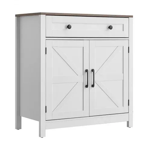 VEVOR Sideboard Küchenschrank mit Schubladen, Buffetschrank Landhaus-Stil für Wohnzimmer Eingangsbereich Küche, Aufbewahrungsschrank 75 x 37,5 x 80 cm Küchenbuffet Buffetschrank Weiß + Braun – Bild 10