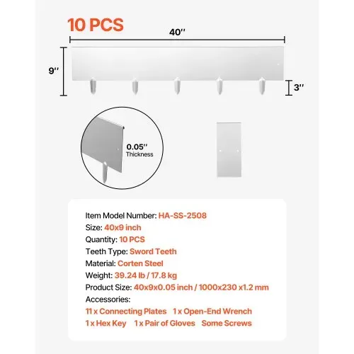 VEVOR Rasenkante, 10er-Pack, 100x23 cm Beeteinfassung, Cortenstahl Beetumrandung mit 11 Verbindungsplatten, Beetbegrenzung Rasenbleche Mähkante Metall Gartenpalisade für Blumenbeete & Gartenwege – Bild 6
