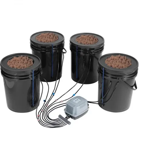 VEVOR DWC Hydroponics Grow System, Hydroponisches Anbausystem mit Top-Drip-Kit, Deep Water Culture 5-Gallonen-4-Eimer, mit Luftpumpe, Luftsteinen und Wasserstandsanzeige für Blattgemüse – Bild 9