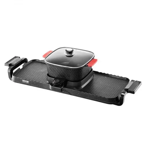 VEVOR Hot Pot 2300 W 2 in 1 elektrischer rauchfreier Grill abnehmbarer Shabu-Shabu-Topf mit Antihaft-Pfanne, separate doppelte Temperaturregelung, koreanischer Indoor BBQ Grill für 1–6 Personen – Bild 10