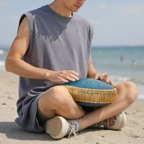 VEVOR Zungentrommel, Ø305 mm, 13 Töne, Regentrommel, C-Dur, mit Notenbuch & Schlägeln, Perkussionsinstrument für Meditation, Yoga & musikalische Anfängerausbildung, Steel Tongue Drum Marineblau – Bild 7