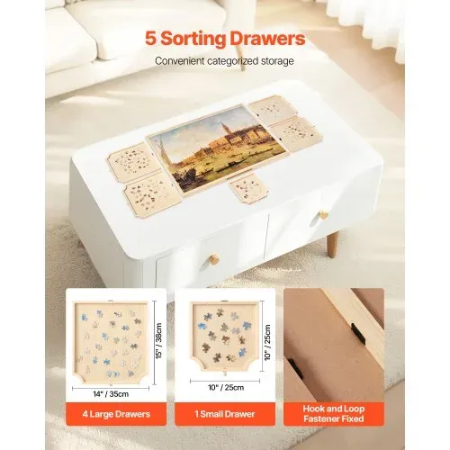VEVOR 2000-teiliges drehbares Puzzlebrett mit 5 Schubladen & Abdeckung, tragbarer Puzzletisch (1045 x 763 x 36 mm), Puzzle-Zubehör für Erwachsene, Puzzle-Organizer-Aufbewahrungssystem Puzzle Boards – Bild 3
