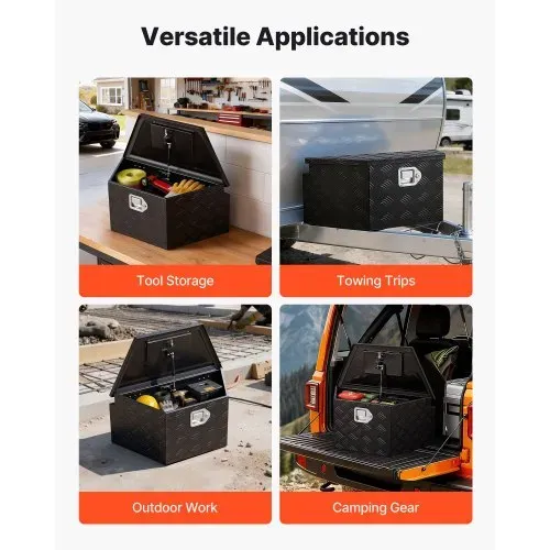 VEVOR Deichselbox Truckbox 660 x 330 x 305 mm aus Aluminium, 50 kg Belastbare Werkzeugaufbewahrungsbox mit Schloss & Schlüsseln, Anhängerbox für Pickup-Ladeflächen RV SUVs Geländewagen, Schwarz – Bild 5