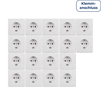Schutzkontakt-Steckdose McPower “Shallow“ 250V~/16A, Einsteckschutz, 18er-Pack, Steckanschluss Schutzkontakt-Steckdose McPower “Shallow“ 250V~/16A, Einsteckschutz, 18er-Pack, Steckanschluss