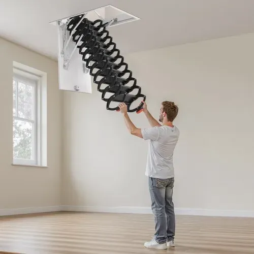 VEVOR Dachbodenleiter, Tragkraft 299,4 kg, passend für Deckenhöhen von 3,2-3,35 m und Öffnungsgröße von 1000,76x698,5 mm, ausziehbare Deckentreppe aus legiertem Stahl mit Zugstange für Dachboden – Bild 7