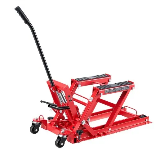 VEVOR Motorradhebebühne Hydraulisch bis 680 kg Motorradheber Höhenverstellbar 115–385 mm Hebeplattform mit 4 Rädern und Fußbedienung Hebeständer Ideal für ATVs Dirtbikes Straßenmotorräder Rot – Bild 9