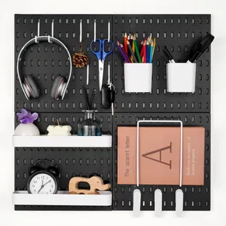 VEVOR Werkzeugwand, 28 x 28 cm, 4er-Set, Kunststoff-Stecktafel-Wand-Organizer-Set mit Zubehör, für Garage, Werkzeugaufbewahrung, Küche, Wohnzimmer, Bastelraum, Büro, Badezimmer, Zuhause, Schwarz VEVOR Werkzeugwand, 28 x 28 cm, 4er-Set, Kunststoff-Stecktafel-Wand-Organizer-Set mit Zubehör, für Garage, Werkzeugaufbewahrung, Küche, Wohnzimmer, Bastelraum, Büro, Badezimmer, Zuhause, Schwarz