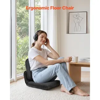 VEVOR Bodenstuhl, 5-Positionen Verstellbarer, Bodensessel mit Ergonomischer Rückenlehne, Metallrahmen, Schaumstoff & Leinenbezug, Relaxsessel Multifunktional zum Lesen & Entspannen, Schwarz VEVOR Bodenstuhl, 5-Positionen Verstellbarer, Bodensessel mit Ergonomischer Rückenlehne, Metallrahmen, Schaumstoff & Leinenbezug, Relaxsessel Multifunktional zum Lesen & Entspannen, Schwarz