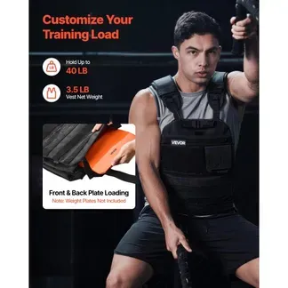 VEVOR Gewichtsweste (ohne Gewichtplatten) mit Schulterpolstern und Reflexstreifen, Trainingsweste für Krafttraining, Laufen, Joggen, Ausdauertraining, Muskeltraining, Home-Gym-Training, Unisex-Design VEVOR Gewichtsweste (ohne Gewichtplatten) mit Schulterpolstern und Reflexstreifen, Trainingsweste für Krafttraining, Laufen, Joggen, Ausdauertraining, Muskeltraining, Home-Gym-Training, Unisex-Design