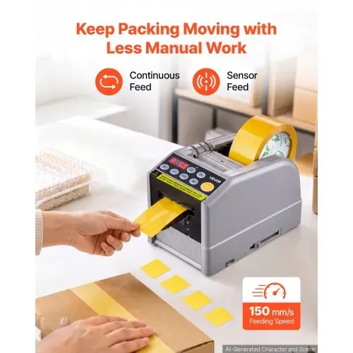 VEVOR Automatischer Klebebandspender mit 5-999mm Einstellbare Schnittlänge, Elektrischer Klebebandschneider für Verpackung Lagerung, 6-60mm Bandbreite, Geeignet für Bänder & Schleifen, Tastensteuerung VEVOR Automatischer Klebebandspender mit 5-999mm Einstellbare Schnittlänge, Elektrischer Klebebandschneider für Verpackung Lagerung, 6-60mm Bandbreite, Geeignet für Bänder & Schleifen, Tastensteuerung