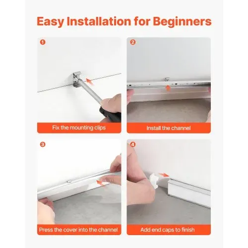 VEVOR LED Profil 10er-Pack 2 m, Eloxierte Aluminiumprofile mit Milchiger Abdeckung, Endkappen & Befestigungsclips, Kanäle, Diffusor für LED-Streifen, Ideal für Unterbau-Arbeitsplatten, U Form – Bild 4