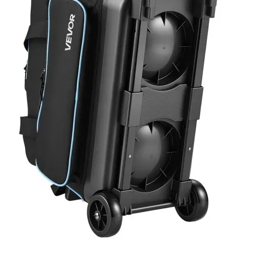 VEVOR 1 Bowlingtasche mit Rollen + 1 Bowlingtasche (Mini) für 2+1 Kugeln aus 600D Oxford Blau Schwarz, für Schuhe bis US-Größe 16, mit Teleskopgriff (bis zu 1016 mm) und Doppellagigen Ablagen – Bild 10