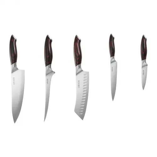 VEVOR Küchenmesserset 5-tlg. Set, Messer aus hochkohlenstoffhaltigem Edelstahl, langlebig & rostbeständig, Küchenbesteck mit ergonomischem & bruchfestem Griff für präzises Schneiden – Bild 9