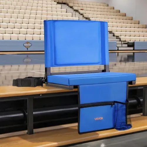 VEVOR Stadionsitz klappbarer Tribünenstuhl mit Rückenlehne, gepolsterter Tribünensitz mit Schultergurt & Getränkehalter & Haken & Seitentasche, Stadionstuhl (431,8 mm breit) Blau 2 Stk. – Bild 7