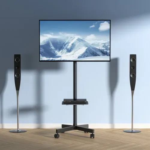 VEVOR TV Ständer mit Rollen Universal 1430–1538 mm Höhenverstellbar, 100 x 100 mm / 400 x 400 mm, 39,9 kg Belastbarer Bodenständer Standfuß Passend für 58,42-152,4 cm Fernsehen, TV-Halterung – Bild 7