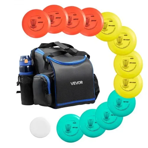 VEVOR Disgolf Set Disc Golf Scheiben (12 + 1) für Anfänger, Starter-Set, mit Putter, Mid-Range, Driver, inklusive Mini-Marker, tragbarer Rucksack, für Garten Rasen Strand und Park im Freien – Bild 8
