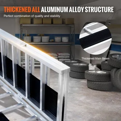 VEVOR Auffahrrampe, Verladerampe, Autorampe 680 kg, extra breite Verladeschiene, Auto Laderampe 2160 x 1375 mm, Dreifach faltbare Rampe, für Motorrad, Anhänger, ATV, UTV, Gartentraktor, Rasenmäher – Bild 2