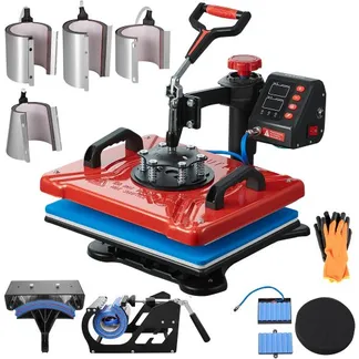 VEVOR Transferpresse 38 x 30 cm Hitzepresse 10 in 1 T-Shirtpresse Rot Textilpresse Heißpresse 360-Grad-Drehbar Multifunktionale Sublimationsmaschine VEVOR Transferpresse 38 x 30 cm Hitzepresse 10 in 1 T-Shirtpresse Rot Textilpresse Heißpresse 360-Grad-Drehbar Multifunktionale Sublimationsmaschine