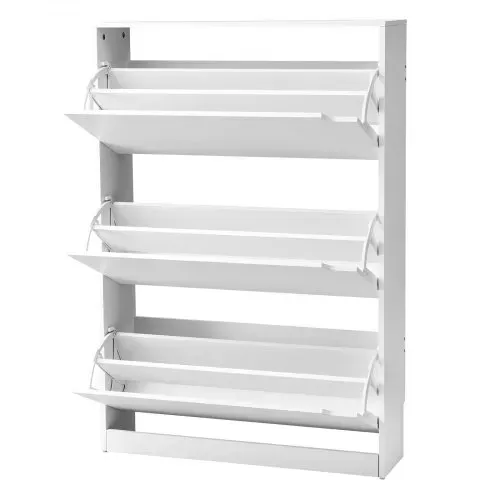 VEVOR Schuhschrank mit 3 Klappen, platzsparender Schuhkipper, freistehender Schuhregal-Organizer für den Eingang Flur Wohnzimmer Veranda, modernes Schuhregal 800 x 220 x 1165 mm Weiß – Bild 10