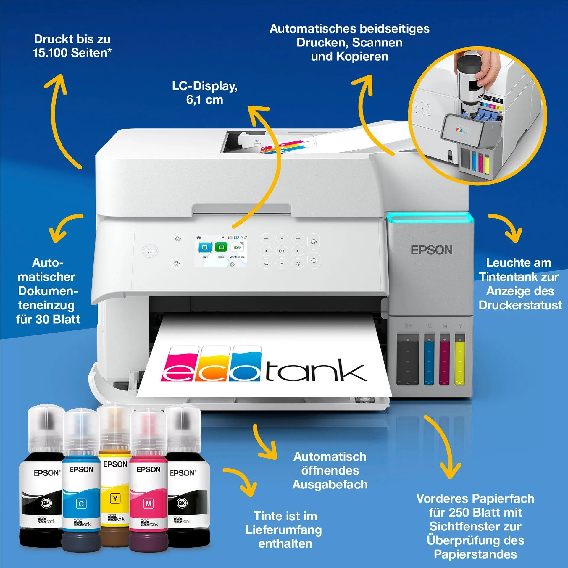 Epson EcoTank ET-3956 Tintenstrahl A4 4800 x 1200 DPI 35 Seiten pro Minute WLAN – Bild 4