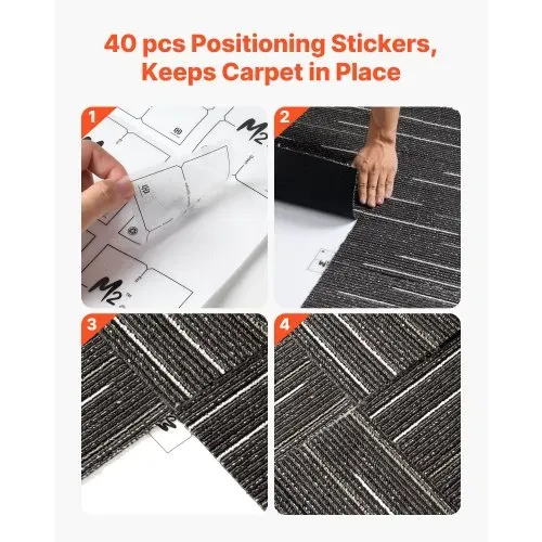 VEVOR Teppichfliesen 609,6 x 609,6 x 6 mm, 24er-Pack, modularer Teppichboden mit Fläche von 9 m², Teppich Bodenbelag, wiederverwendbar, einfacher DIY-Austausch für Wohnzimmer und Büro, Grau – Bild 2