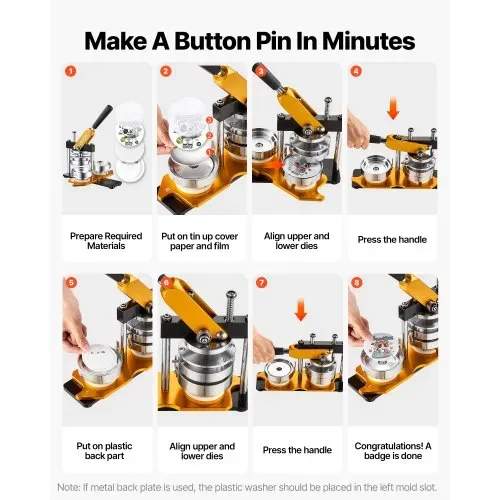 VEVOR Buttonmaschine 7,62cm Badge Punch Press Kit, Kinder DIY Geschenke Knopfmachermaschine, Button Herstellung Abzeichen mit 500 Stk. Button Teile & Kreisschneider & Zauberbuch – Bild 5