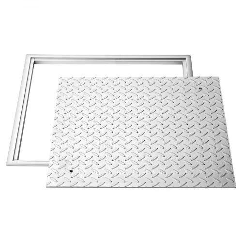 VEVOR Schachtabdeckung mit Rahmen 50 x 50 cm, Quadratischer Schachtdeckel Klärgrubendeckel, Hochbelastbarer Rutschfester Gullydeckel aus Kohlenstoffstahl für Abflussrinne, für Gehwege Gärten Höfe VEVOR Schachtabdeckung mit Rahmen 50 x 50 cm, Quadratischer Schachtdeckel Klärgrubendeckel, Hochbelastbarer Rutschfester Gullydeckel aus Kohlenstoffstahl für Abflussrinne, für Gehwege Gärten Höfe