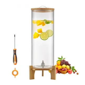 VEVOR Getränkespender (1 x 13 L) für Partys Saftspender (aus Glas) mit Holzständer & Zapfhahn Wasserspender für Restaurants Partys, Limonade Eistee selbstgemachte Getränke Spender VEVOR Getränkespender (1 x 13 L) für Partys Saftspender (aus Glas) mit Holzständer & Zapfhahn Wasserspender für Restaurants Partys, Limonade Eistee selbstgemachte Getränke Spender