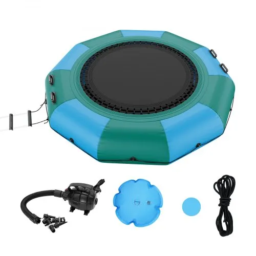 VEVOR Aufblasbarer Wassertrampolin mit Leiter, Wasserdichte, Abriebfeste, Wassertrampoline 3,05 m Großen Sprungfläche, Sprungplattform-Wasserpark Pool Trampolin, Blau + Grun 185 kg Tragfähigkeit VEVOR Aufblasbarer Wassertrampolin mit Leiter, Wasserdichte, Abriebfeste, Wassertrampoline 3,05 m Großen Sprungfläche, Sprungplattform-Wasserpark Pool Trampolin, Blau + Grun 185 kg Tragfähigkeit