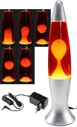 Lavalampe “CTL-ROGE LED” 40cm Wasser: Rot, Wachs: Gelb, Body: Silber Lavalampe “CTL-ROGE LED” 40cm Wasser: Rot, Wachs: Gelb, Body: Silber