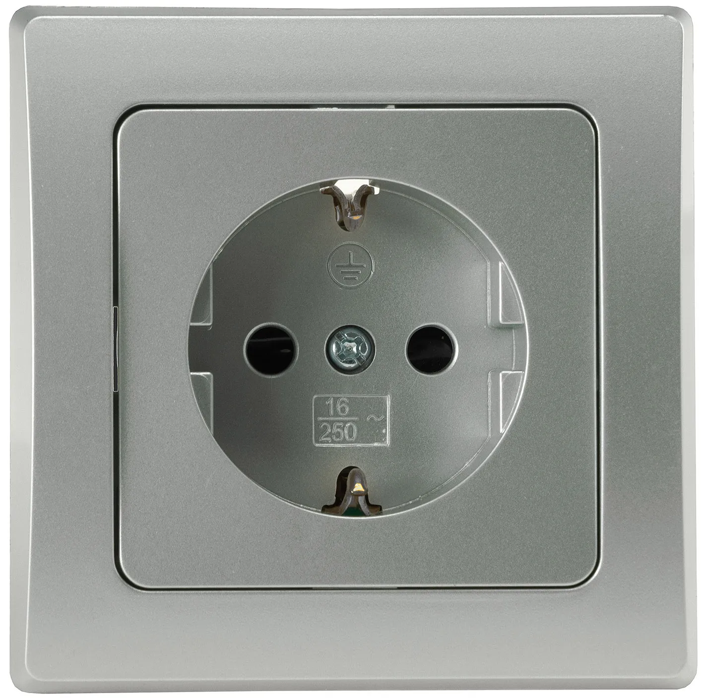 DELPHI Schutzkontakt-Steckdose, silber 250V~/ 16A, inkl. Rahmen, Steckanschluss DELPHI Schutzkontakt-Steckdose, silber 250V~/ 16A, inkl. Rahmen, Steckanschluss