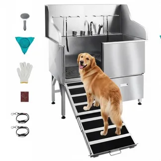 VEVOR 304 Edelstahl-Hundewaschstation, 127 cm große Pflegebadewanne mit rutschfester, flacher Rampe, Schublade, Warm- und Kaltwasserhahn, All-in-One-Badewanne für Pflegesalons, für alle Größen geeignet (linke Tür) VEVOR 304 Edelstahl-Hundewaschstation, 127 cm große Pflegebadewanne mit rutschfester, flacher Rampe, Schublade, Warm- und Kaltwasserhahn, All-in-One-Badewanne für Pflegesalons, für alle Größen geeignet (linke Tür)