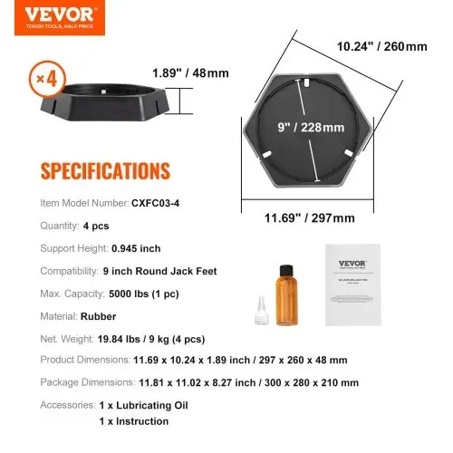 VEVOR Nivellierpads für Wohnmobile, RV Jack Pads 9 228,6 mm Runde Landefüße, Fest Angebrachte Wagenheberstabilisatoren, Gummi-Wagenheberpads, 2268 kg Kapazität pro Wohnmobil-Wagenheberpad – Bild 6
