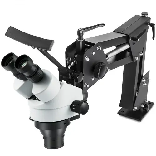 VEVOR Zoom Trinokulares Stereomikroskop WF10X 20mm Binokulares Stereo Säulenständer für Jewelry Tools (3.5X-90X) Mikroskop, Silbe, 1 Count (Pack of 1) Multi-Directional Microscope – Bild 4