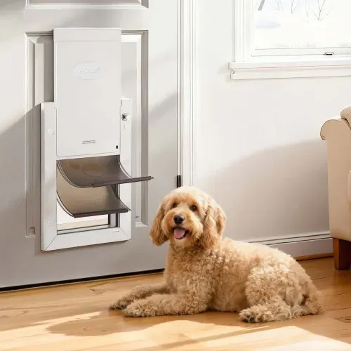 VEVOR Hundeklappe (Mittelgroß) mit Doppelmagnetklappen & Metallrahmen, Wetterfeste Katzenklappe für Innen- und Außentüren, Katzentür Hundetür Haustierklappe Weiß 20,96 x 31,12 cm (Breite x Höhe) – Bild 7
