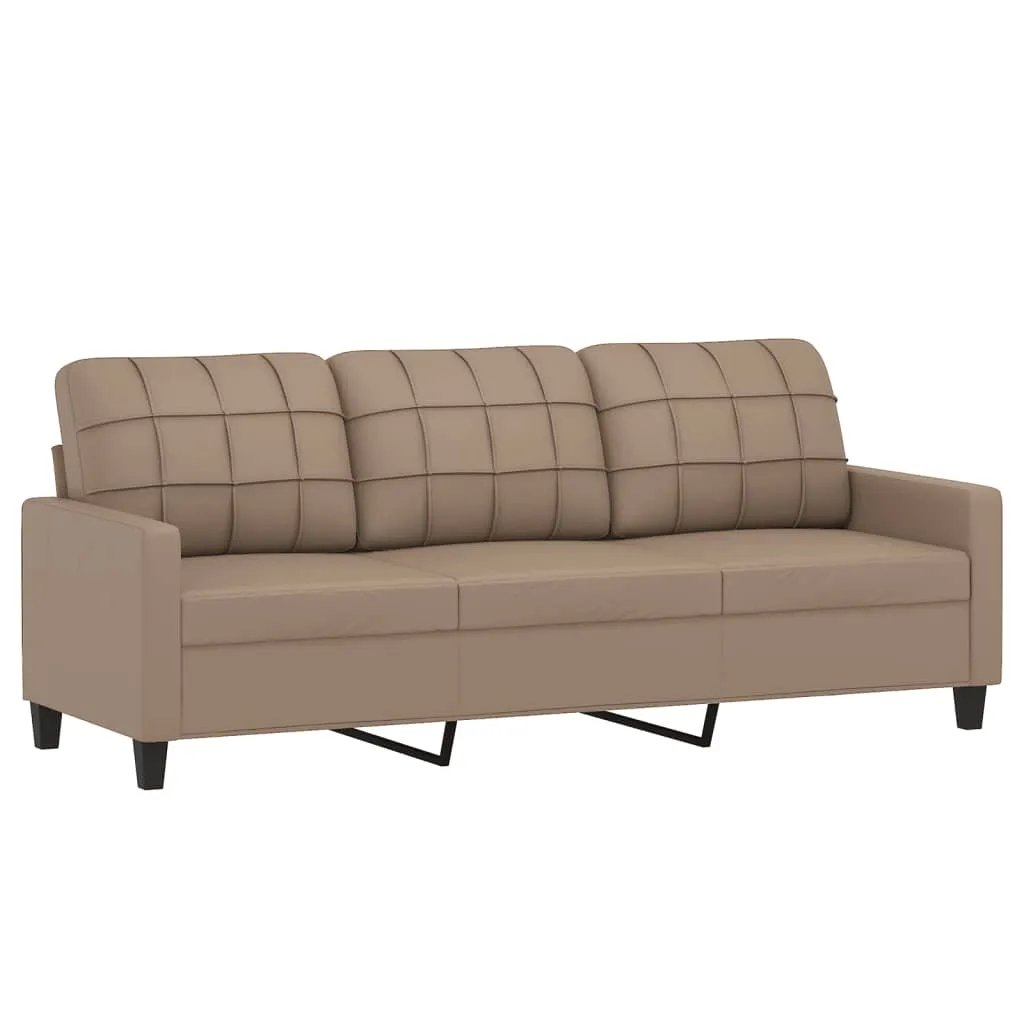 vidaXL 3-Sitzer-Sofa mit Hocker Cappuccino-Braun 180 cm Kunstleder – Bild 4