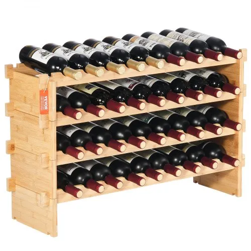 VEVOR Weinregal stapelbar 36 Flaschen, stabiles Flaschenregal, 4-stufiges Lagerregal aus massivem Bambusholz, freistehendes Weinregal, wackelfreie Regale für Küche, Bar und Keller (natürliche Farbe) VEVOR Weinregal stapelbar 36 Flaschen, stabiles Flaschenregal, 4-stufiges Lagerregal aus massivem Bambusholz, freistehendes Weinregal, wackelfreie Regale für Küche, Bar und Keller (natürliche Farbe)