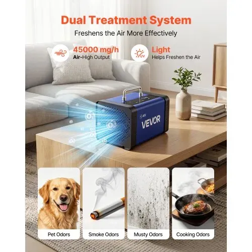VEVOR Ozongenerator 45000mg/h, Industrielles Ozongerät mit 15s Startverzögerung Wasser-Ozonisierung & Fernbedienung, Ozonisator für Max. 350㎡, Ozon-Luftreiniger gegen Gerüche für Auto Hotel Wohnung – Bild 2