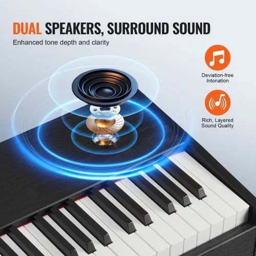 VEVOR Digitalpiano, 88 Tasten, Elektrisches Klaviere, Doppeltastatur und Lautsprecher, einfache Gehäusehalterung mit Kopfhörer, 200 Töne und Rhythmen, unterstützt Bluetooth/USB/MIDI, für Anfänger – Bild 4
