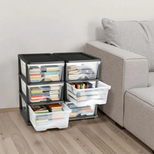 VEVOR Schubladenwagen Schubladenschrank mit 3 Schubladen (2er-Pack), rollbarer Schubladenbox Rollcontainer aus Kunststoff mit durchsichtigen Behältern für Bürobedarf Bastelräume Klassenzimmer – Bild 7