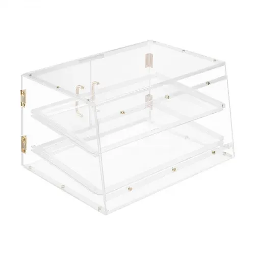VEVOR Gebäckvitrine 2-stöckig, Gewerbliche Bäckereivitrine aus Transparentem Acryl, Thekenvitrine mit Magnetischer Rücktür & Abnehmbarer Trennwand für Kekse, Desserts und Donuts, 526 x 400 x 305 mm – Bild 10