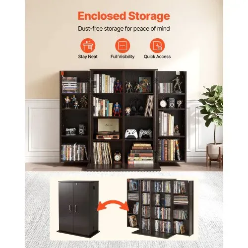 VEVOR Medienregal, 4-Ebenen DVD-Regal, 610x368x846 mm Medienschrank, Multimedia-Aufbewahrung für CDs, DVDs, Bücher, Spiele, CD-Regal für Wohnzimmer, Homeoffice, Aufnahmeraum, Braun VEVOR Medienregal, 4-Ebenen DVD-Regal, 610x368x846 mm Medienschrank, Multimedia-Aufbewahrung für CDs, DVDs, Bücher, Spiele, CD-Regal für Wohnzimmer, Homeoffice, Aufnahmeraum, Braun