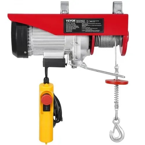 VEVOR Elektrische Seilwinde, 800 kg Motorwinde mit 4,2 m kabelgebundener Fernbedienung, 12 m Hubhöhe mit Einzelkabel, Einzel-/Doppelschlingen, Not-Aus, Hebezeug für Garage, Lager, Fabrik – Bild 9