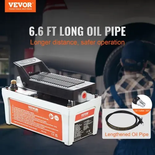 VEVOR 700 bar Lufthydraulische Pumpe 1,6L Hydraulikpumpe 0,8L/min (ohne Last) 0,16L/min (Belastung) Hydraulische Fußpumpe mit 2m Schlauch Luft Fußpumpe Autoreparatur Öltakelage Maschinenwartung VEVOR 700 bar Lufthydraulische Pumpe 1,6L Hydraulikpumpe 0,8L/min (ohne Last) 0,16L/min (Belastung) Hydraulische Fußpumpe mit 2m Schlauch Luft Fußpumpe Autoreparatur Öltakelage Maschinenwartung