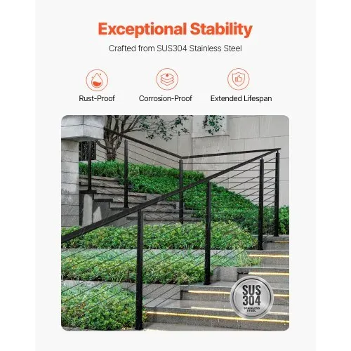 VEVOR Kabelgeländerpfosten, 1067x50,8x50,8 mm, Kabel-Treppengeländerpfosten mit 30° vorgebohrten Löchern, SUS304 Edelstahl, für Handlauf, Balustraden, Schwarz, 1JZLGZXHS106W3XAA001V0 – Bild 2