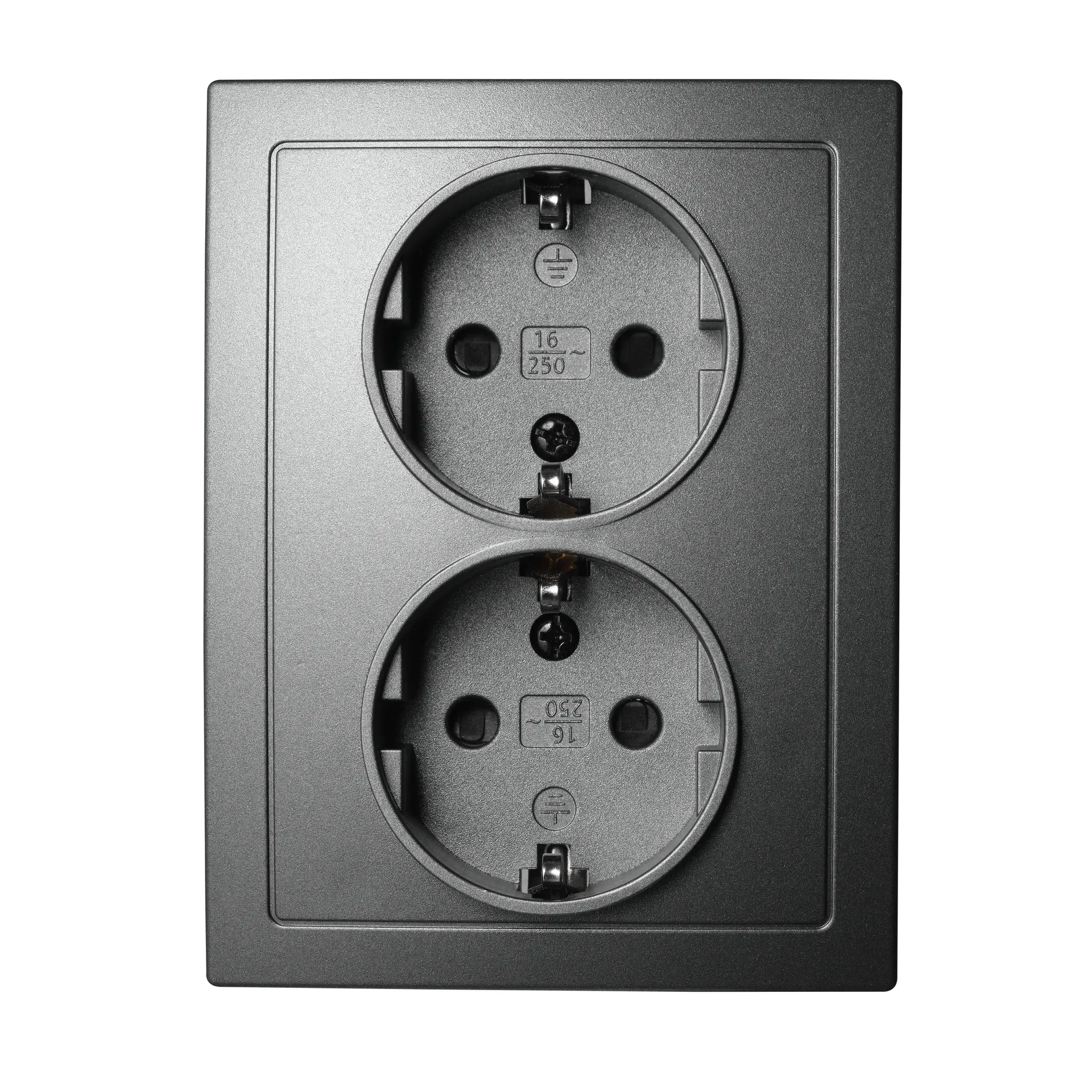 Schutzkontakt-Steckdose McPower “Flair“ 2-fach, 250V~/16A, anthrazit Schutzkontakt-Steckdose McPower “Flair“ 2-fach, 250V~/16A, anthrazit