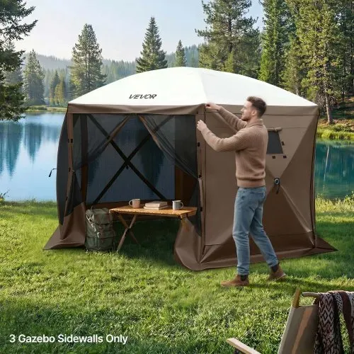 VEVOR 3x Seitenwände für Pavillon Seitenteile, 1,73 x 1,48 m, Wasserfeste Seitenplanen mit Sonnenschutz PU-Beschichtung, Seitenwand inkl. 1 Fenster für Faltpavillon Partyzelt Outdoor-Events, Braun – Bild 7